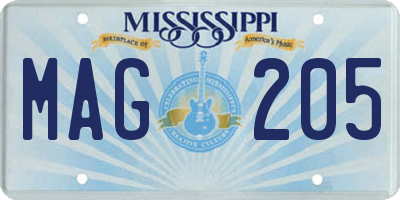 MS license plate MAG205