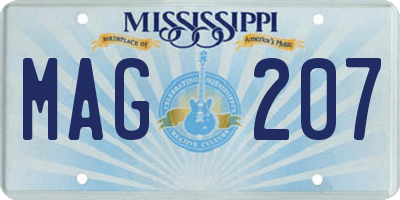 MS license plate MAG207