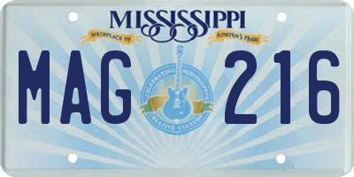 MS license plate MAG216