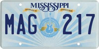 MS license plate MAG217