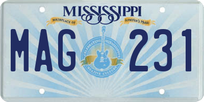 MS license plate MAG231