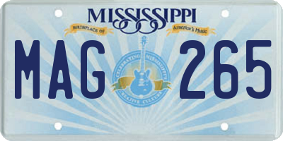 MS license plate MAG265