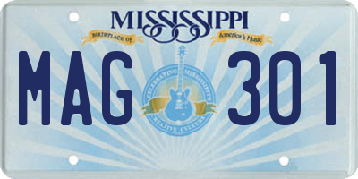 MS license plate MAG301