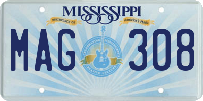 MS license plate MAG308
