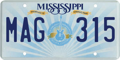 MS license plate MAG315