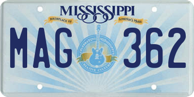 MS license plate MAG362