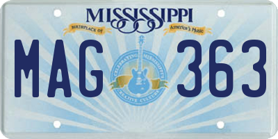 MS license plate MAG363
