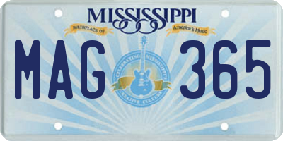 MS license plate MAG365