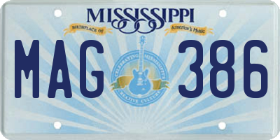 MS license plate MAG386
