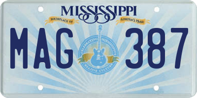 MS license plate MAG387