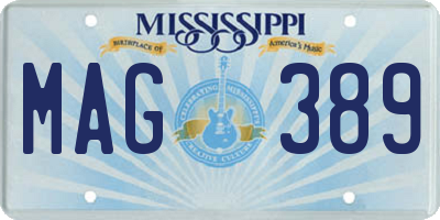 MS license plate MAG389