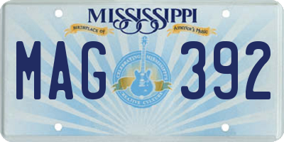 MS license plate MAG392