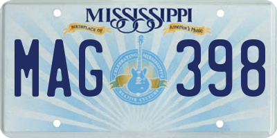 MS license plate MAG398