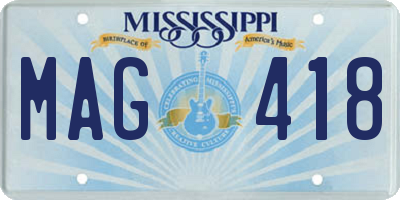 MS license plate MAG418