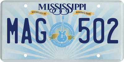MS license plate MAG502