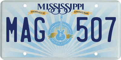 MS license plate MAG507
