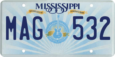 MS license plate MAG532