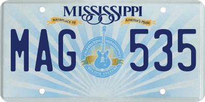 MS license plate MAG535