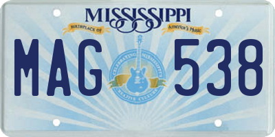 MS license plate MAG538