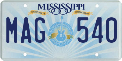 MS license plate MAG540
