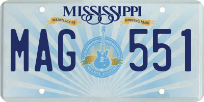 MS license plate MAG551