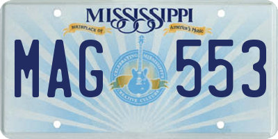 MS license plate MAG553
