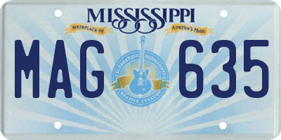 MS license plate MAG635