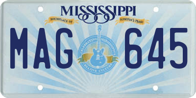 MS license plate MAG645
