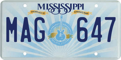 MS license plate MAG647