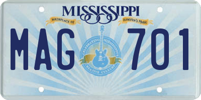 MS license plate MAG701