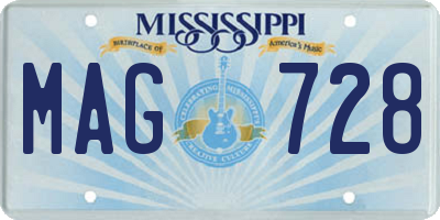 MS license plate MAG728