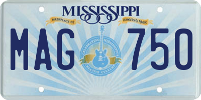 MS license plate MAG750