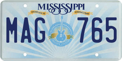 MS license plate MAG765