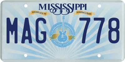 MS license plate MAG778