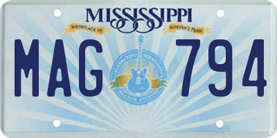 MS license plate MAG794