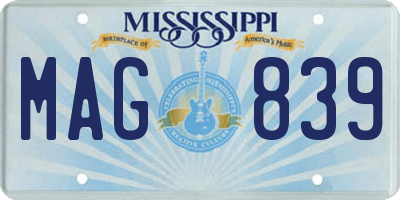MS license plate MAG839