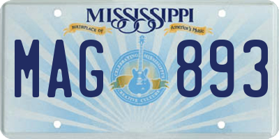 MS license plate MAG893