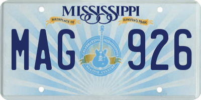 MS license plate MAG926