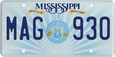 MS license plate MAG930
