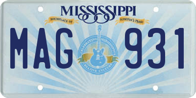 MS license plate MAG931