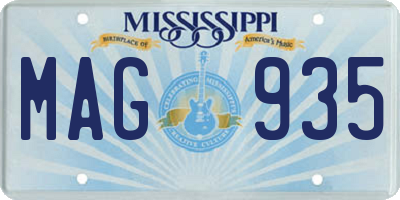 MS license plate MAG935