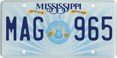 MS license plate MAG965