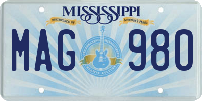 MS license plate MAG980