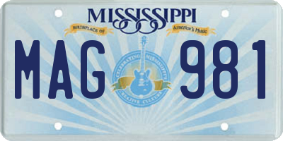 MS license plate MAG981