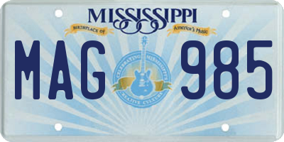 MS license plate MAG985
