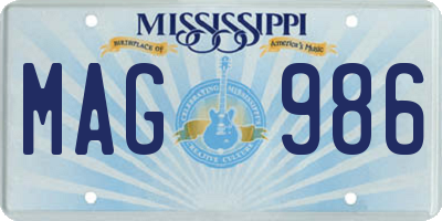 MS license plate MAG986