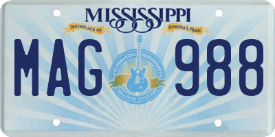 MS license plate MAG988
