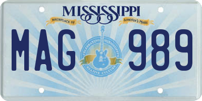 MS license plate MAG989