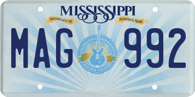 MS license plate MAG992