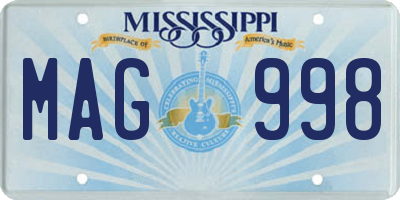 MS license plate MAG998